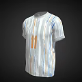 White Sports T-Shirt With Colorful Stripes And Number Eleven Design
