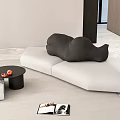 Modern Sofa Coffee Table Set With Marble Top Accent Chairs Potted Plant And Rug