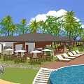 Tropical Boutique Villa With Swimming Pool Outdoor Lounge Area And Palm Trees
