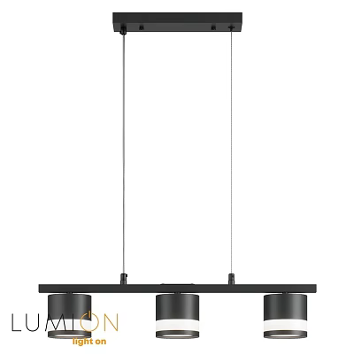 Minimalist Modern Black Linear Pendant Light With Three Hanging Fixtures 3d model