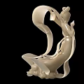 Decorative Ornament Set With Two White Fairy Like Figurines And Flowing Ribbons