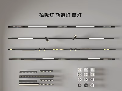 Modern Interior Downlights and Spotlights with Magnetic Track Lighting Systems 3d model
