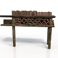 Wooden Wine Rack Furniture With Stacked Books And Lattice Storage Design