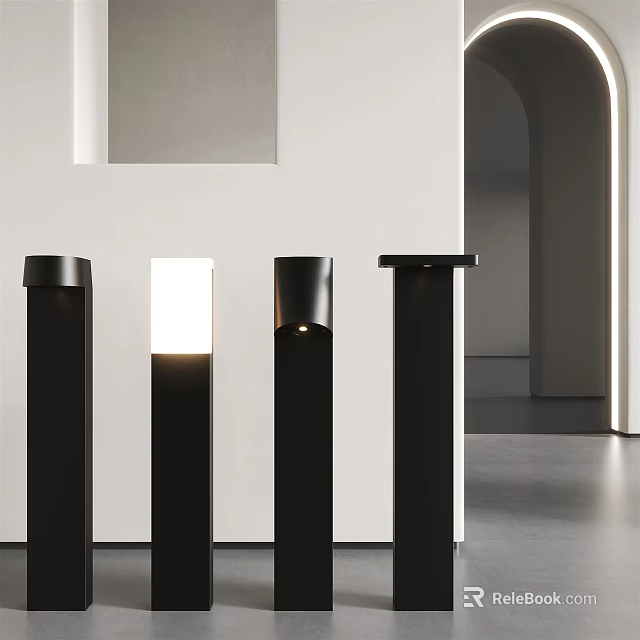 Modern Black Floor Lamps With Warm Lighting And Sleek Minimalist Design 3d model 