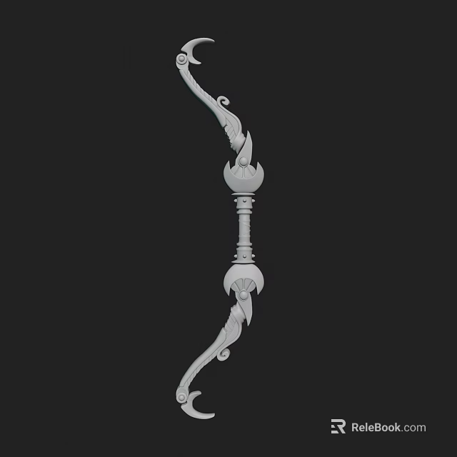 Medieval Decorative Bow As Ancient Weapon With Intricate Carvings And Ornamental Details 3d model 