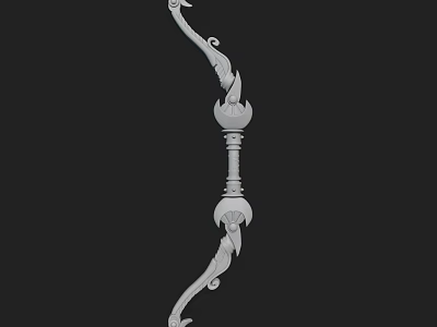 Medieval Decorative Bow As Ancient Weapon With Intricate Carvings And Ornamental Details 3d model