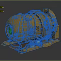 Yellow Industrial Equipment Featuring Green Circular Window Metal Structure And Control Panel