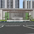Modern Garden Landscape Design With Walkways Green Plants And Water Feature In Front Of Building