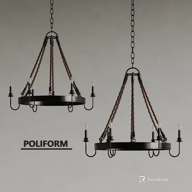 Poliform Black Chandeliers Modern Design With Decorative Chains And Candle Style Lights 3d model 