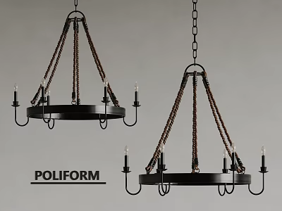 Poliform Black Chandeliers Modern Design With Decorative Chains And Candle Style Lights 3d model
