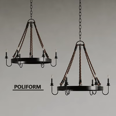 Poliform Black Chandeliers Modern Design With Decorative Chains And Candle Style Lights 3d model