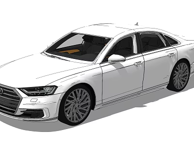 White Luxury Sedan Featuring Audi Style Sleek Exterior And Modern Alloy Wheels 3d model