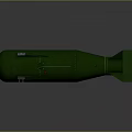 Green Military Bomb With Metallic Structure Rear Fins And Explosive Design
