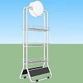 Modern Stainless Steel Shelving Unit with Multiple Tiered Shelves Circular Top and Bottom Tray