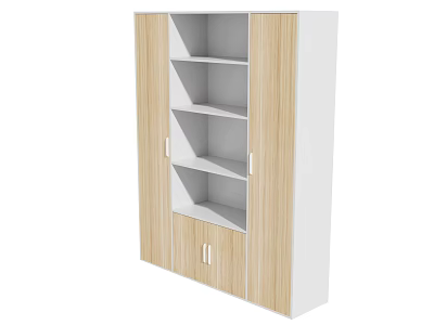 Wooden And White Storage Cabinet With Shelves And Doors For Home Organization 3d model