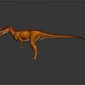 Realistic 3D Dinosaur Model With Open Mouth Orange Yellow Body And Red Head Standing