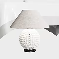 Modern Table Lamp With Gray Fabric Lampshade And White Woven Spherical Base