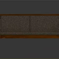 Vintage Wooden Bench With Woven Armrests Gray Fabric Backrest And Upholstered Seat