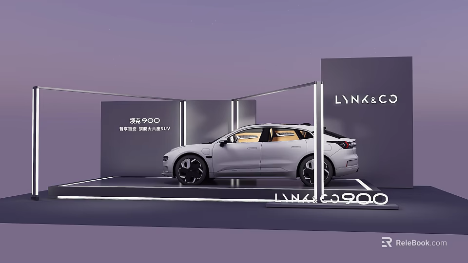 LYNK&CO 09 EM-P Photo Check In Spot With Modern Display And White Car 3d model 