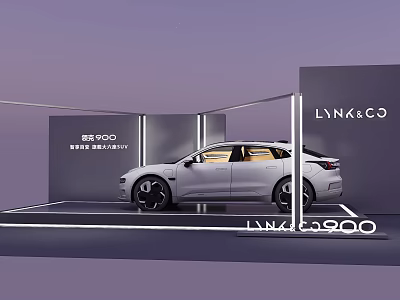 LYNK&CO 09 EM-P Photo Check In Spot With Modern Display And White Car 3d model