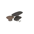 Modern Coffee Table Set With Wooden Grain Top And Conical Metal Base