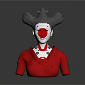 Game Movie Character With Red Outfit Unique Hairstyle Mechanical Head And Silver Accents Design