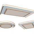 Modern White LED Ceiling Light With Square Round Shapes And Luminous Edges 3d model