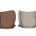 Modern Single Sofa with Curved Backrest and Rounded Design in Brown and Beige