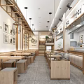 Japanese Ramen Restaurant Interior With Wooden Decor Staircase And Bar Counter