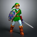 Link the Elf Character in Green Outfit Wielding Shield and Sword