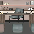 New Chinese Style Desk and Chair Desk and Chair Combination 3d model