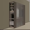 Modern Wardrobe Interior With Textured Glass Doors Open Shelves And Lighting