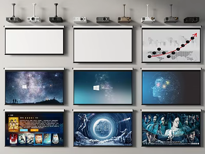 Projection Monitoring Systems With Multiple Screens And Various High Quality Displays 3d model