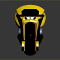 Yellow Modern Sleek Motorcycle With Black Accents And Red Rimmed Wheels