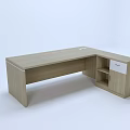 Modern L Shaped Wooden Office Desk With Cabinet Drawer And Open Shelves