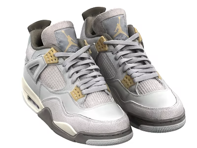 Gray Mesh Athletic Sneakers With Signature Logo Side Accents And White Sole 3d model Gray Mesh Athletic Sneakers With Signature Logo Side Accents And White Sole 3d model