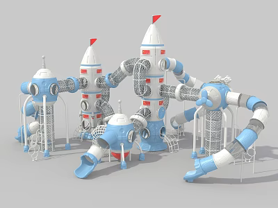 Amusement Equipment Rocket Slide Plastic Slide Climbing Mesh 3d model