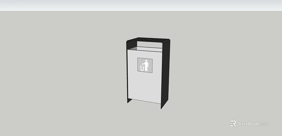Public Trash Bin With Waste Disposal Icon And Sturdy Construction Design 3d model 