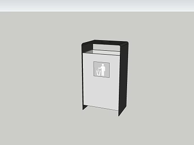 Public Trash Bin With Waste Disposal Icon And Sturdy Construction Design 3d model