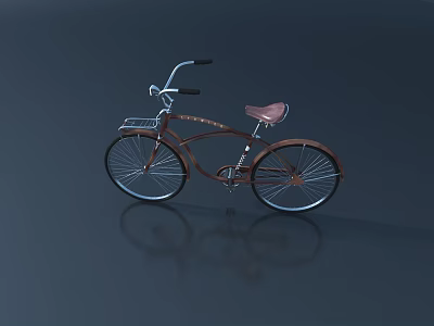 Vintage Brown Bicycle With Front Basket Leather Seat And Classic Design 3d model