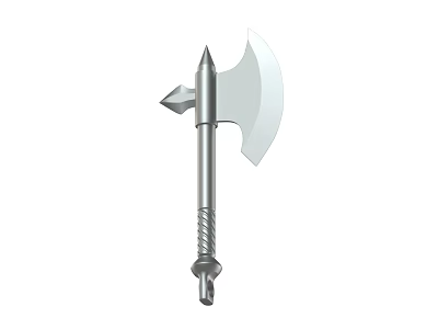 Medieval Battle Axe Weapon With Sharp Blade Spiked Head And Spiral Handle 3d model
