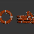 Orange And White Striped Life Rings With Single And Stacked Arrangement