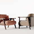 Stylish Comfortable Lounge Chairs With Fabric Upholstery Wooden Arms And Neutral Tones