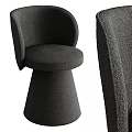 Modern Minimalist Gray Chair With Armrest Round Seat Cushion And Conical Base