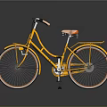 Yellow Classic Bicycle With Pink Seat Front Basket And Retro Design