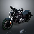 Black Classic Cruiser Motorcycle With Stylish Design Black Seat And Engine
