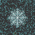 White Snowflake Illustration On Black Background With Small Decorative Fragments
