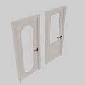 Modern Interior Swing Door Design With Ribbed Glass Panel And Brass Handle