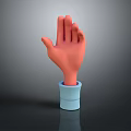 Red Human Hand Organ Displayed With Blue Cuff On Dark Surface Background 3d model
