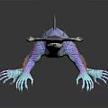 Colorful Metallic Sheen Lizard Character 3D Model With Reflection On Dark Background